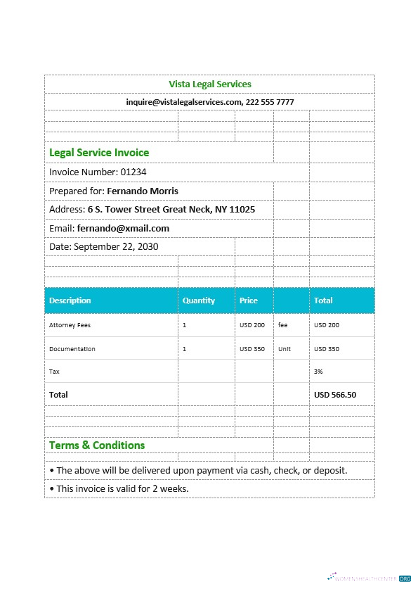 Download Legal Services Invoice Template Photoshop template